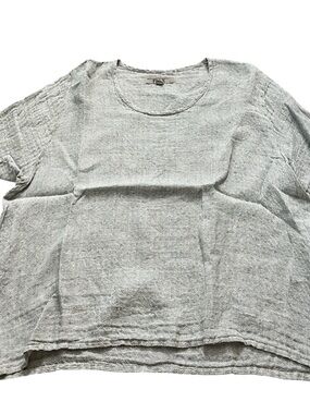 Flax 100% Linen Light Gray Green Relaxed Scoop Neck Boho Grandmacore Size Large